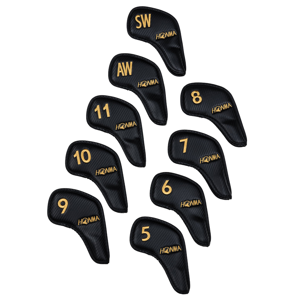 9Piece Iron Covers, black; IC12403S Honma Golf
