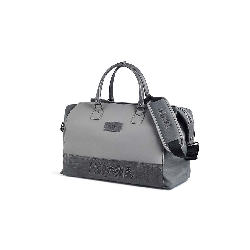 Faux Crocodile Boston Bag - Grey