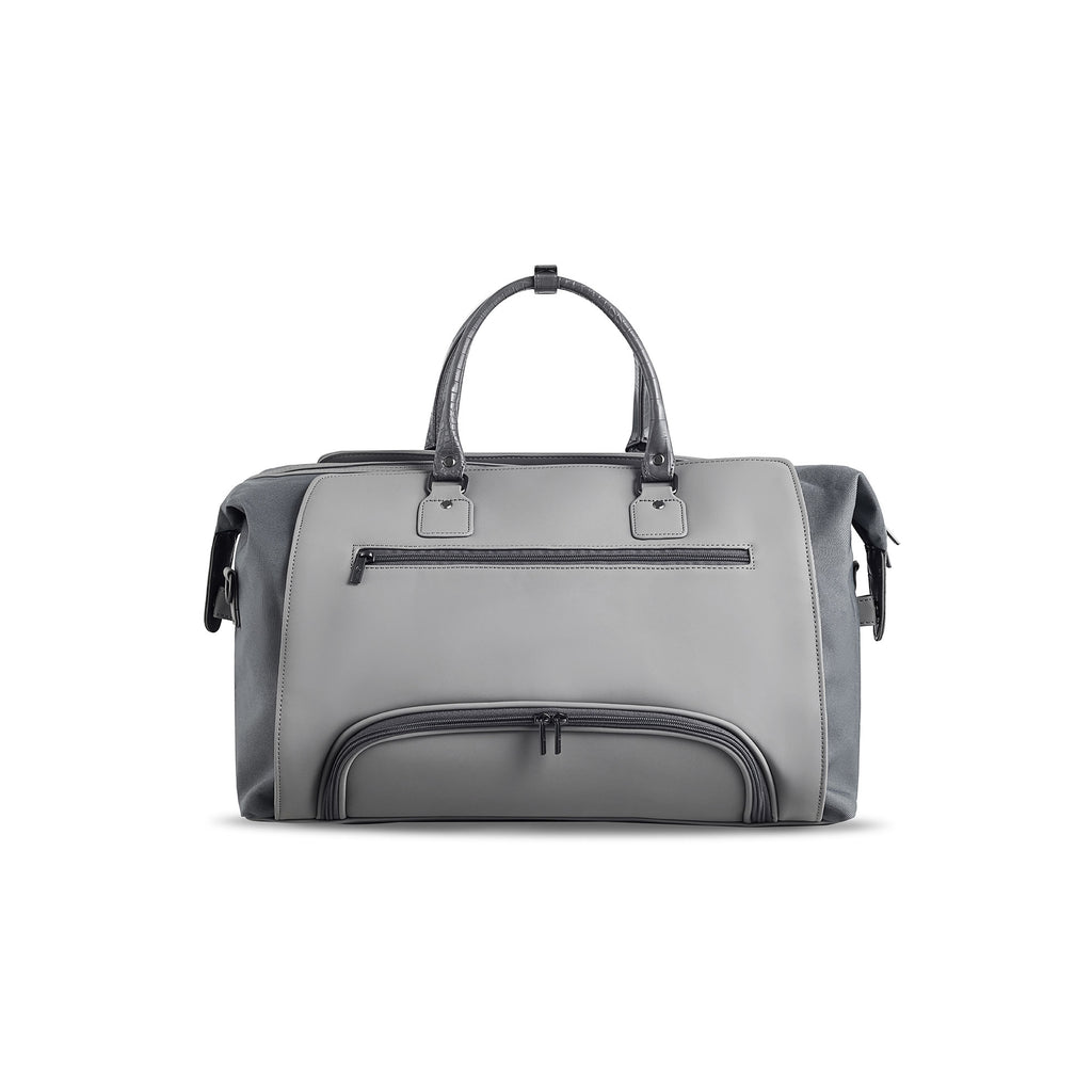 Faux Crocodile Boston Bag - Grey