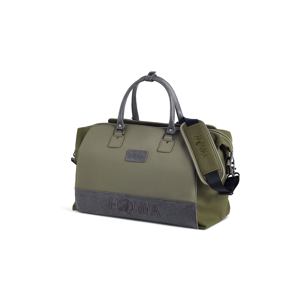 Faux Crocodile Boston Bag - Khaki