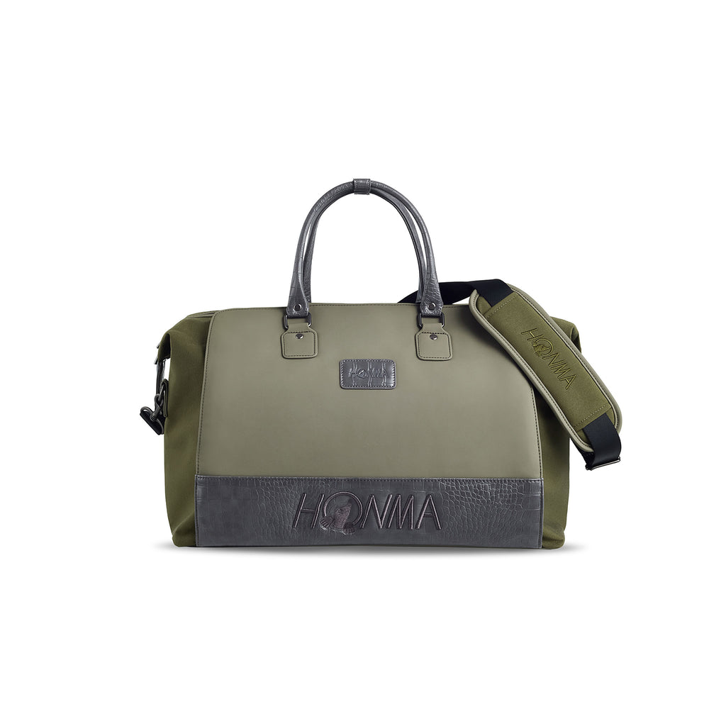 Faux Crocodile Boston Bag - Khaki